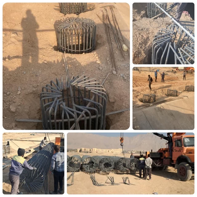 اجرای عملیات آرماتوربندی پل دانشگاه صنعتی